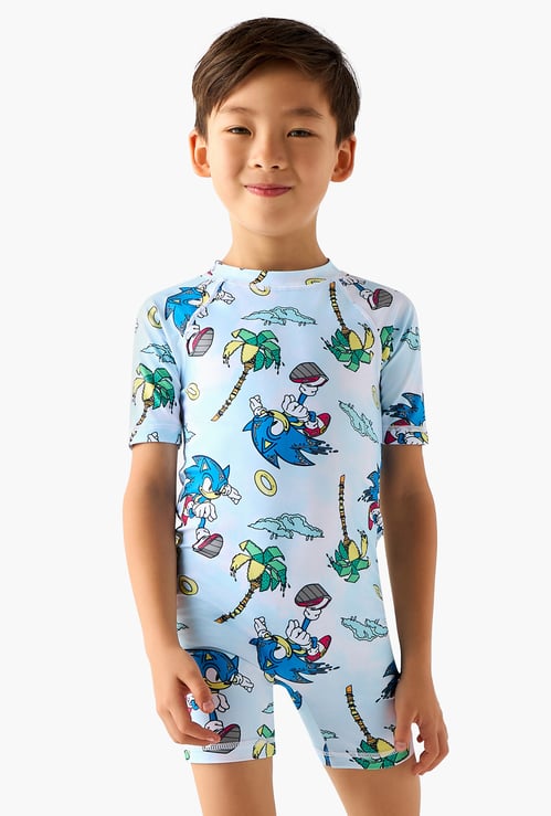 Juniors Sonic the Hedgehog Print Swimsuit