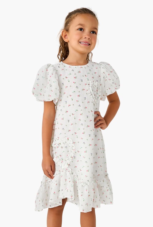 Juniors Floral Print A-line Dress