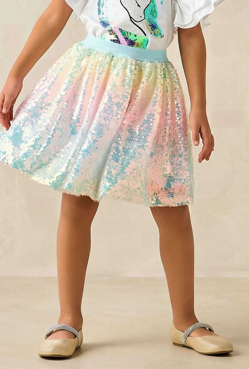 Juniors Sequinned A-line Skirt