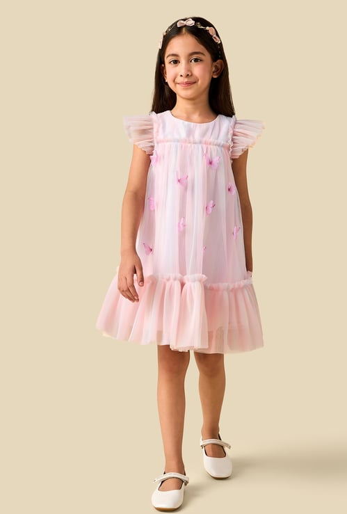Juniors Butterfly Applique A-line Dress