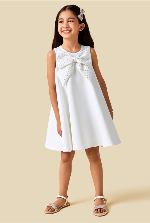 Juniors Bow Embellished A-line Dress