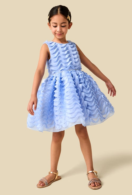 Juniors Ruffle Detail Fit and Flare Dress