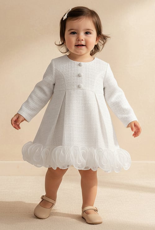 Giggles Tweed Dress with Ruffle Detail