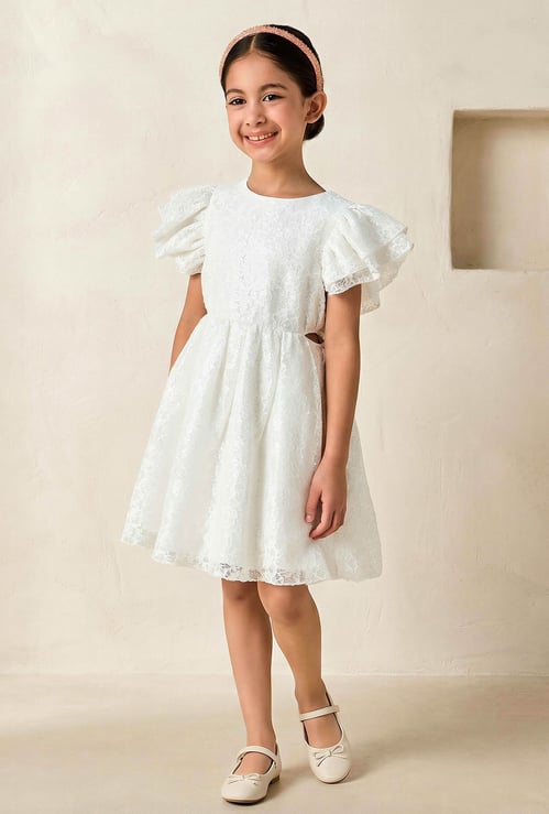 Juniors Sequin Embellished Dress with Cut-Out Detail