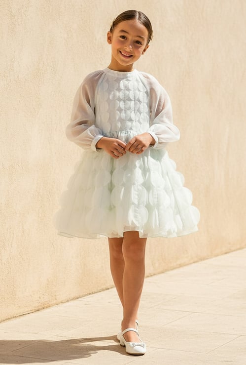 Juniors Applique Detail Dress with Zip Closure