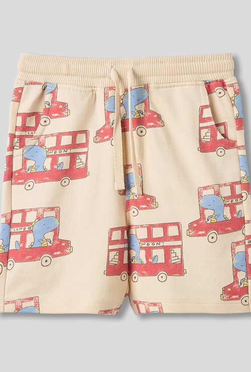 Juniors Dinosaur Print Shorts with Drawstring Closure