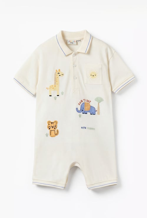 Juniors Embroidered Rompers with Snap Button
