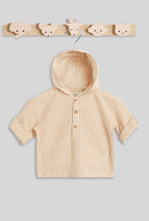 Juniors Striped Hooded Shirt