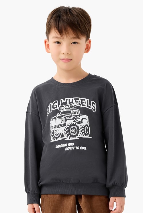 Juniors Graphic Print Sweatshirt with Long Sleeves