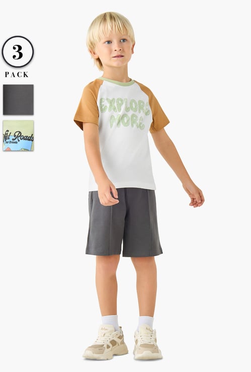 Juniors Printed T-shirt and Shorts - Set of 3