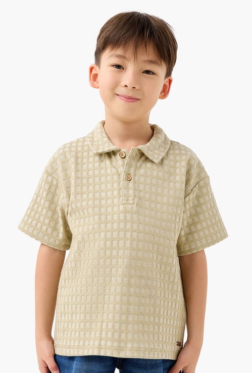 Juniors Textured Polo T-shirt