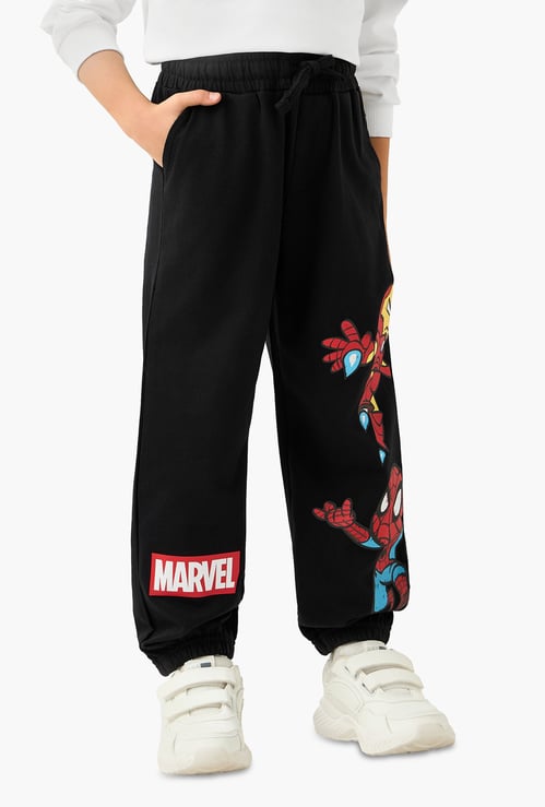 Avengers Print Joggers with Drawstring Waistband