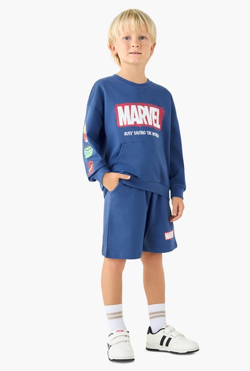 Avengers Print Sweatshirt and Shorts Set