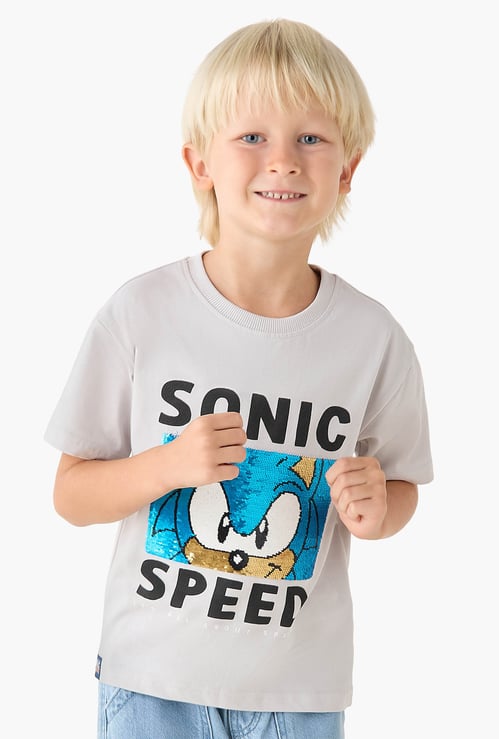 Juniors Flip Sequin Sonic T-shirt