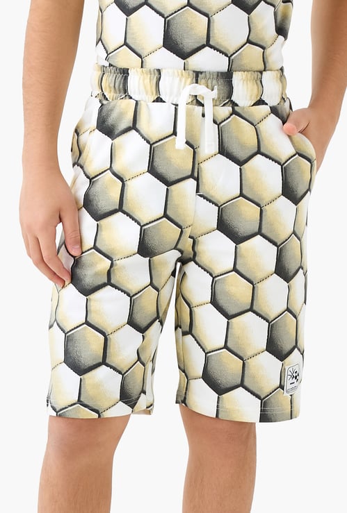 Juniors Geometric Print Shorts with Drawstring Closure