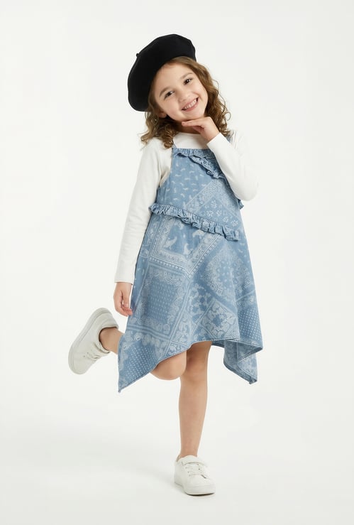 Juniors Bandana Print A-line Dress and T-shirt Set
