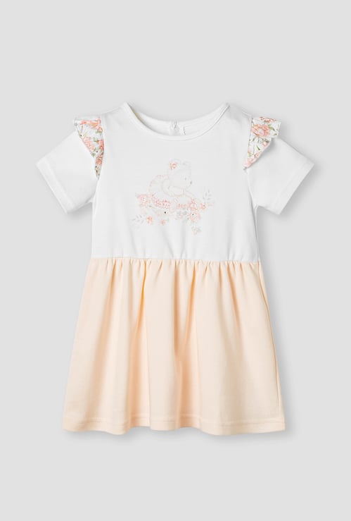 Giggles Printed A-line Dress with Ruffles