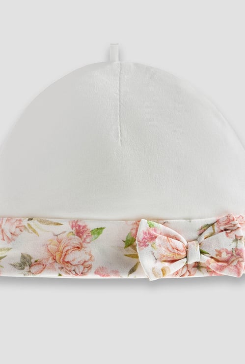 Giggles Floral Print Beanie with Bow