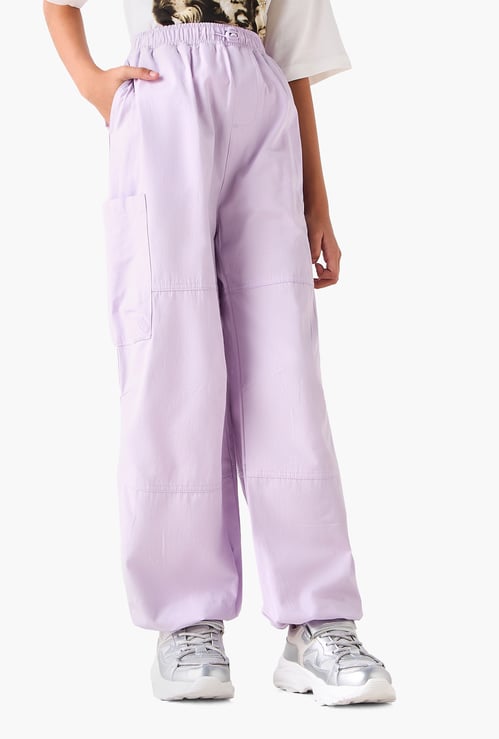 Juniors Solid Relaxed Fit Cargo Pants