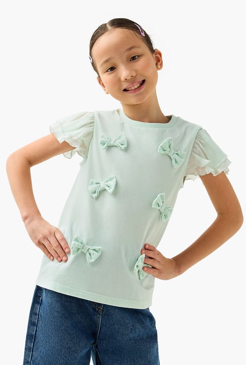 Juniors Bow Applique Top