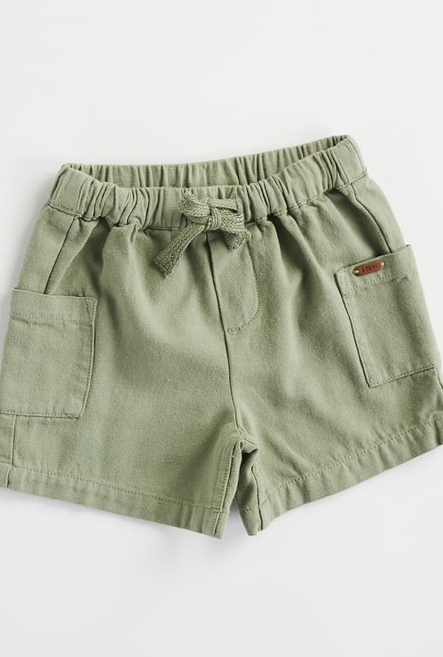 Giggles Solid Cargo Shorts with Drawstring Waistband