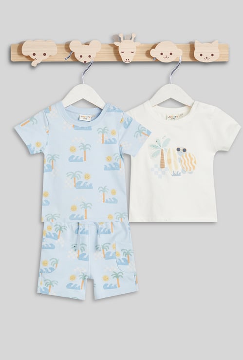 Juniors 3 Piece Printed T-shirt and Shorts Set