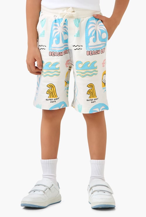 Juniors Beach Print Shorts with Pockets