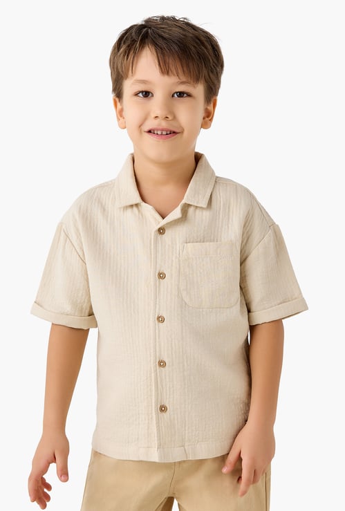 Juniors Textured Shirt with Pocket