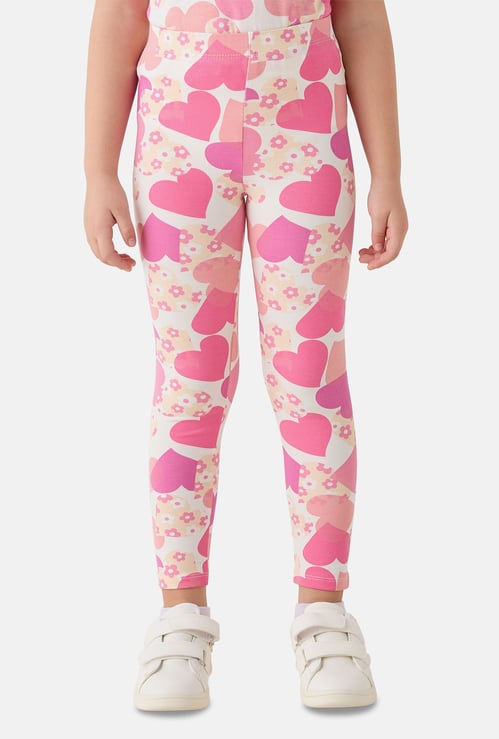 Juniors Heart Print Leggings