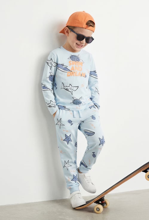 Juniors Printed T-shirt with Joggers Set