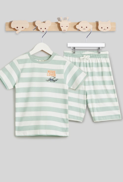 Juniors Striped T-shirt and Shorts Set