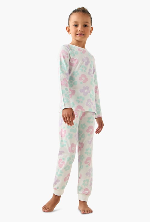 Juniors Floral Print T-shirt and Pyjama Set