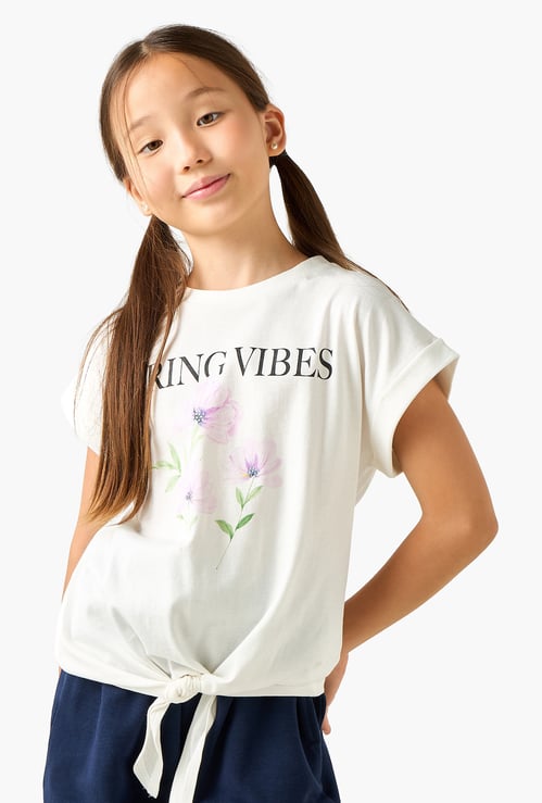 Juniors Floral Print T-shirt