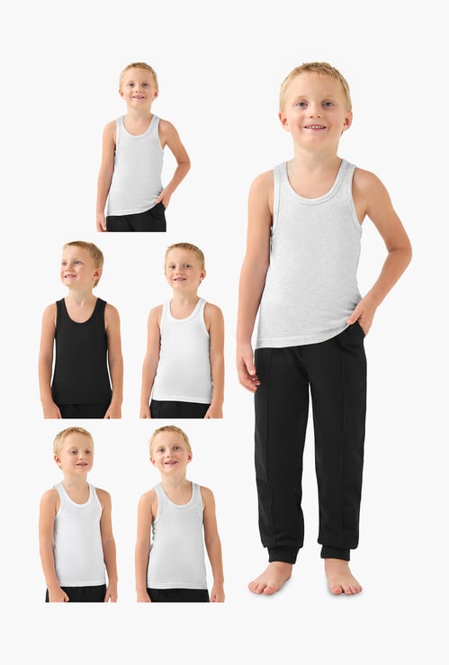 Juniors Solid Crew Neck Vest - Set of 5