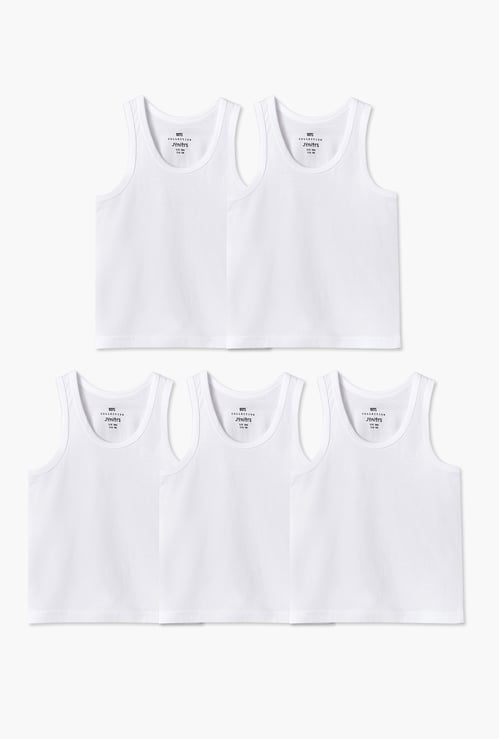 Juniors Solid Scoop Neck Vest - Set of 5
