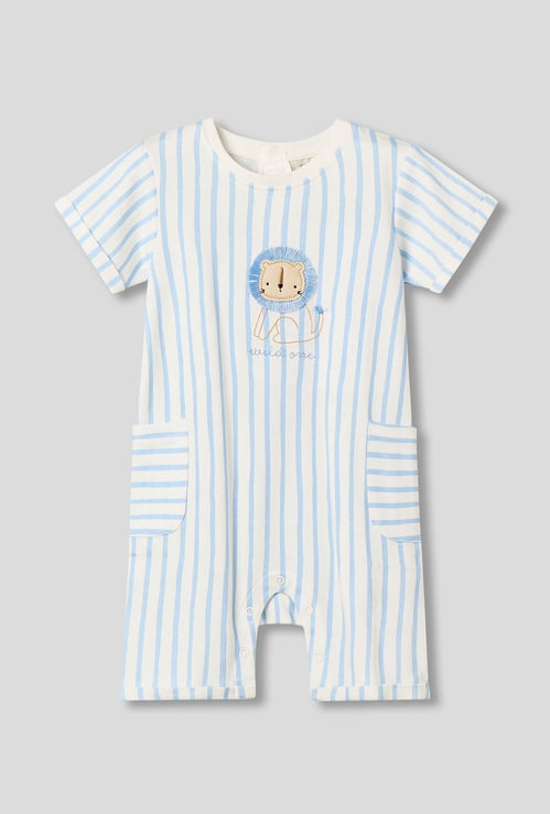 Juniors Striped Lion Applique Romper