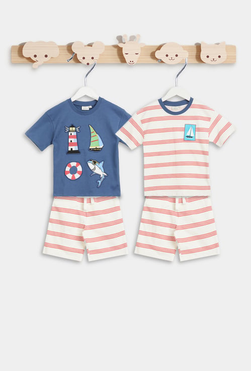 Juniors Sailor Applique T-shirt and Shorts - Set of 3