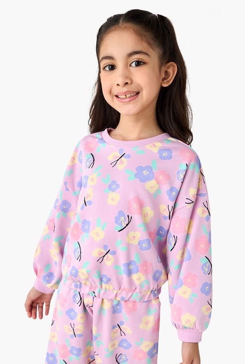 Juniors Floral Print Sweatshirt