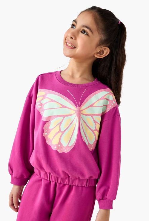 Juniors Butterfly Print Sweatshirt