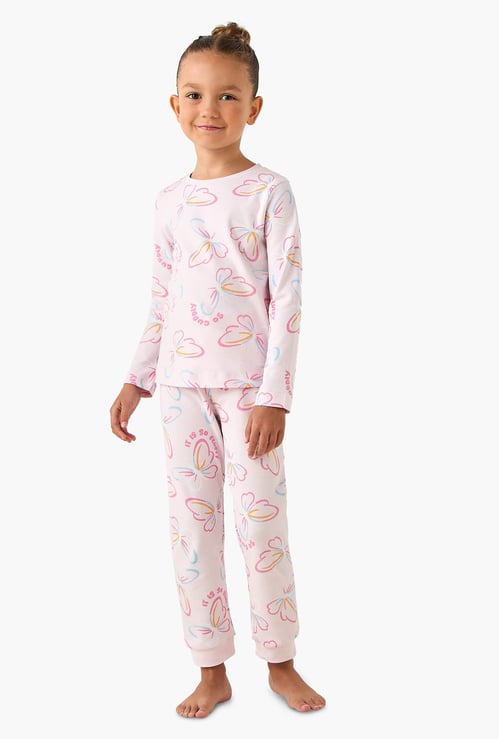 Juniors Butterfly Print T-shirt and Pyjama Set