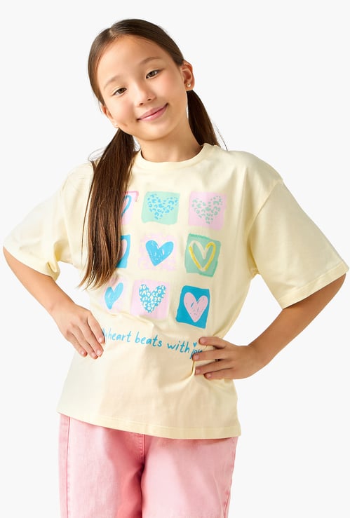 Juniors Heart Print T-shirt