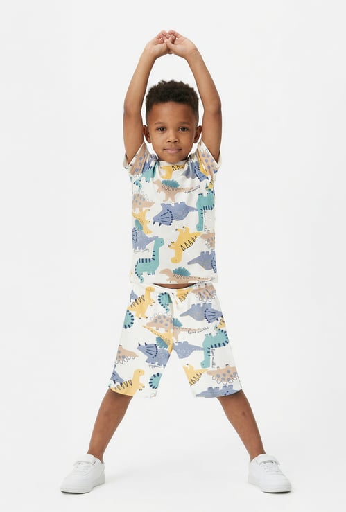 Juniors Dinosaur Print T-shirt and Shorts Set
