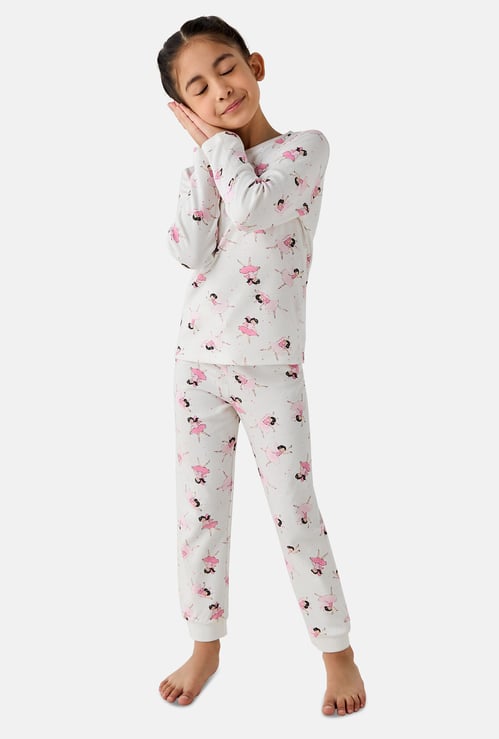 Juniors Ballerina Print T-shirt and Pyjama Set