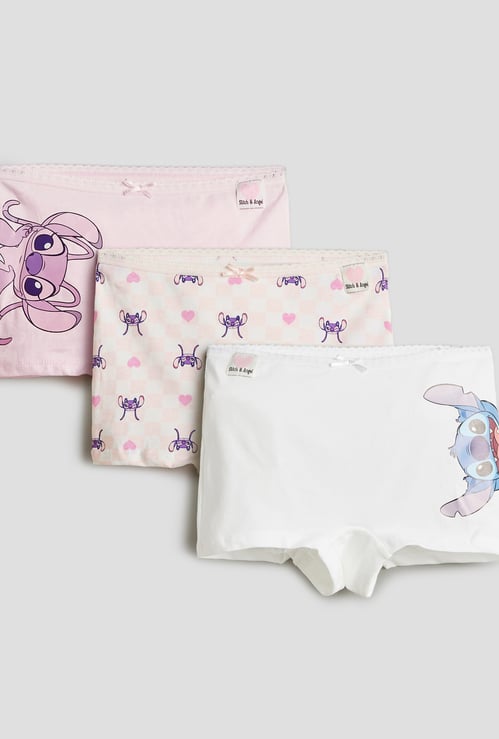 Juniors Stitch Print Boy Shorts - Pack of 3