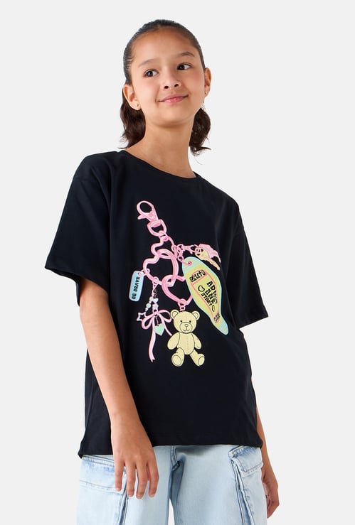 Juniors Graphic Print Short Sleeves T-shirt