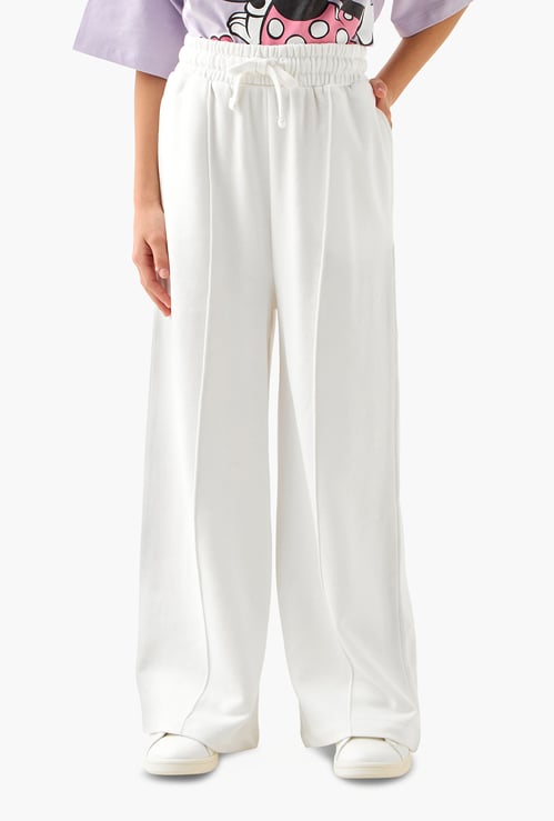 Juniors Solid Wide Leg Track Pants