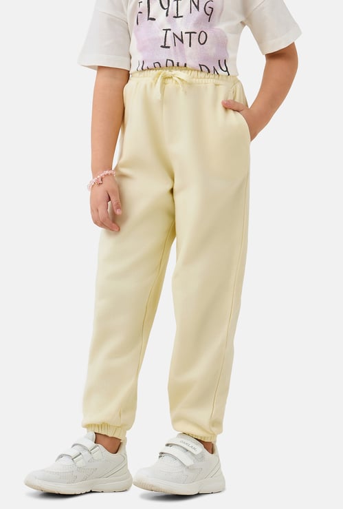 Juniors Solid Joggers with Drawstring Waistband and Pockets
