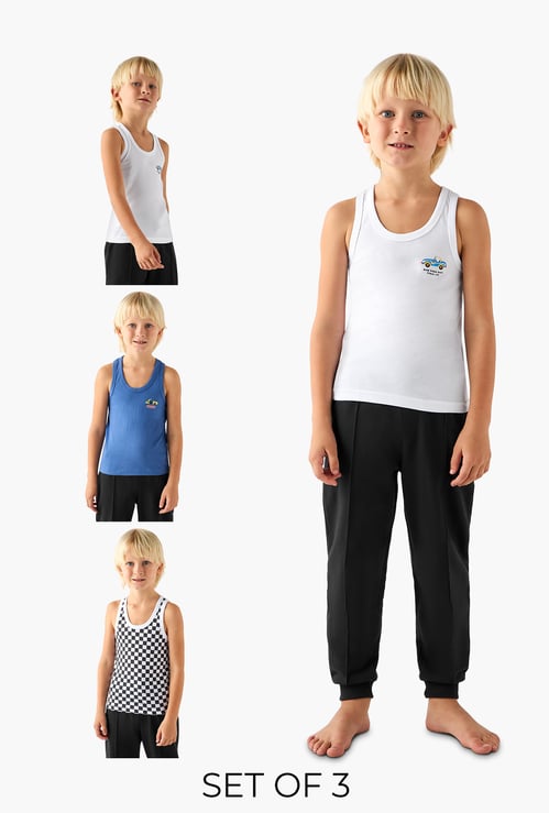Juniors Race Car Print Vest - Set of 3
