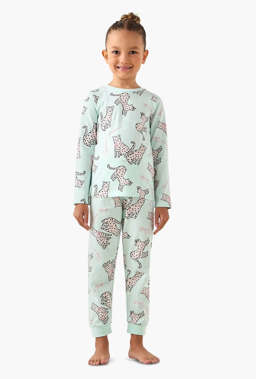 Juniors Printed T-shirt and Pyjama Set