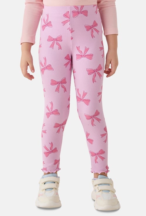 Juniors Bow Print Leggings
